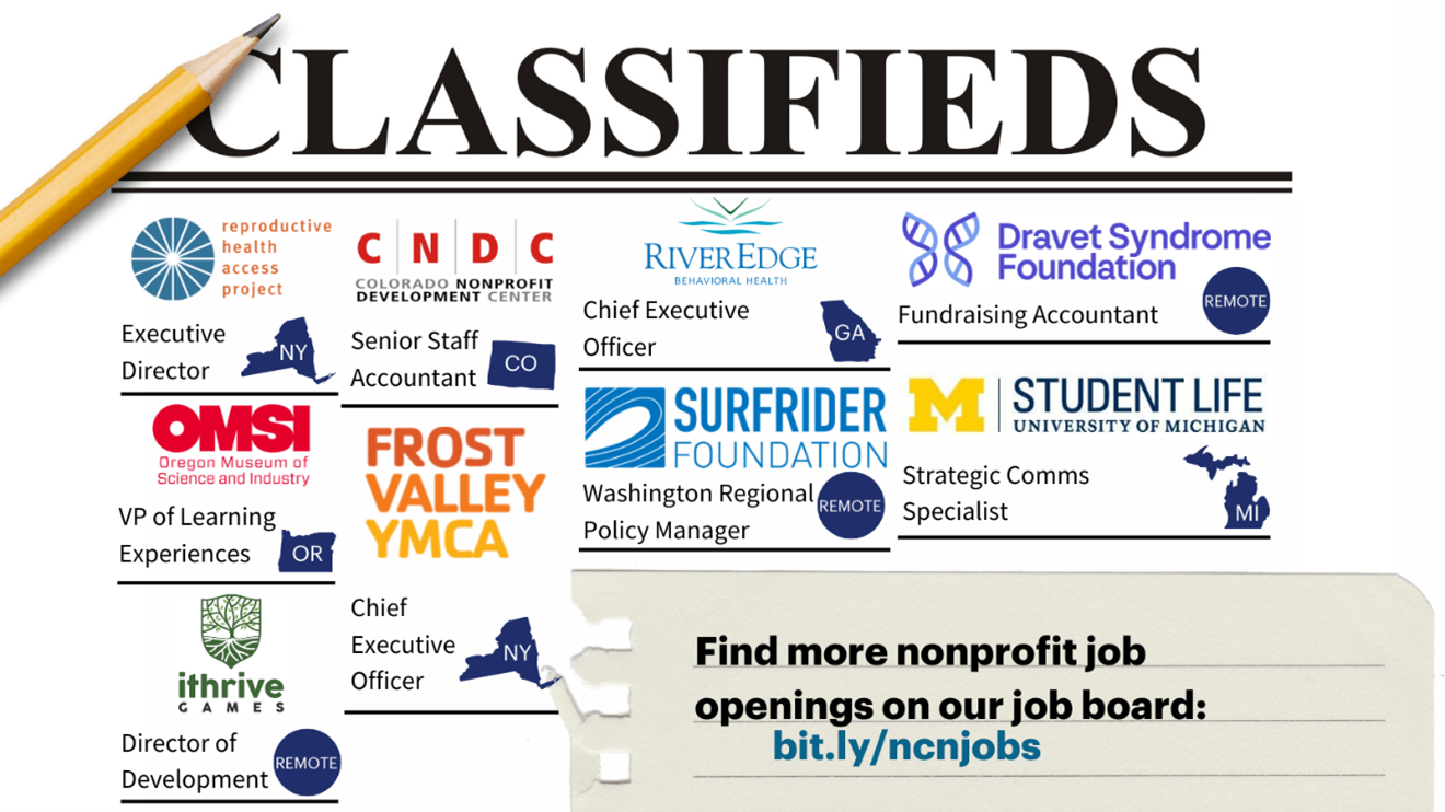 Mock-up of a classified ad with nonprofit jobs.