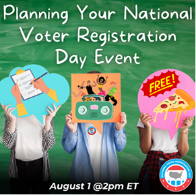 Flyer reading, "Planning Your National Voter Registration Day Event."
