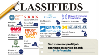 Mock-up of a classified ad with nonprofit jobs.
