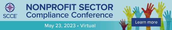 Advertisement for the virtual Nonprofit Sector Compliance Conference on May 23, 2023.