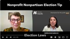 Screenshot of the YouTube video titled, Nonprofit Nonpartisan Election Tip, Election Laws.