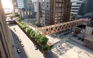 Rendering of the proposed High Line Moynihan Connector Civic Project.